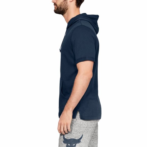 🌿Sale🌿 Under Armour x Project Rock Short Sl Hoodie Blue Men's Size 1345818 408 - Picture 4 of 4